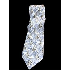 J. Garcia Mens Silk Tie Tree Collection Fifteen Blue Grey Abstract Floral 1996